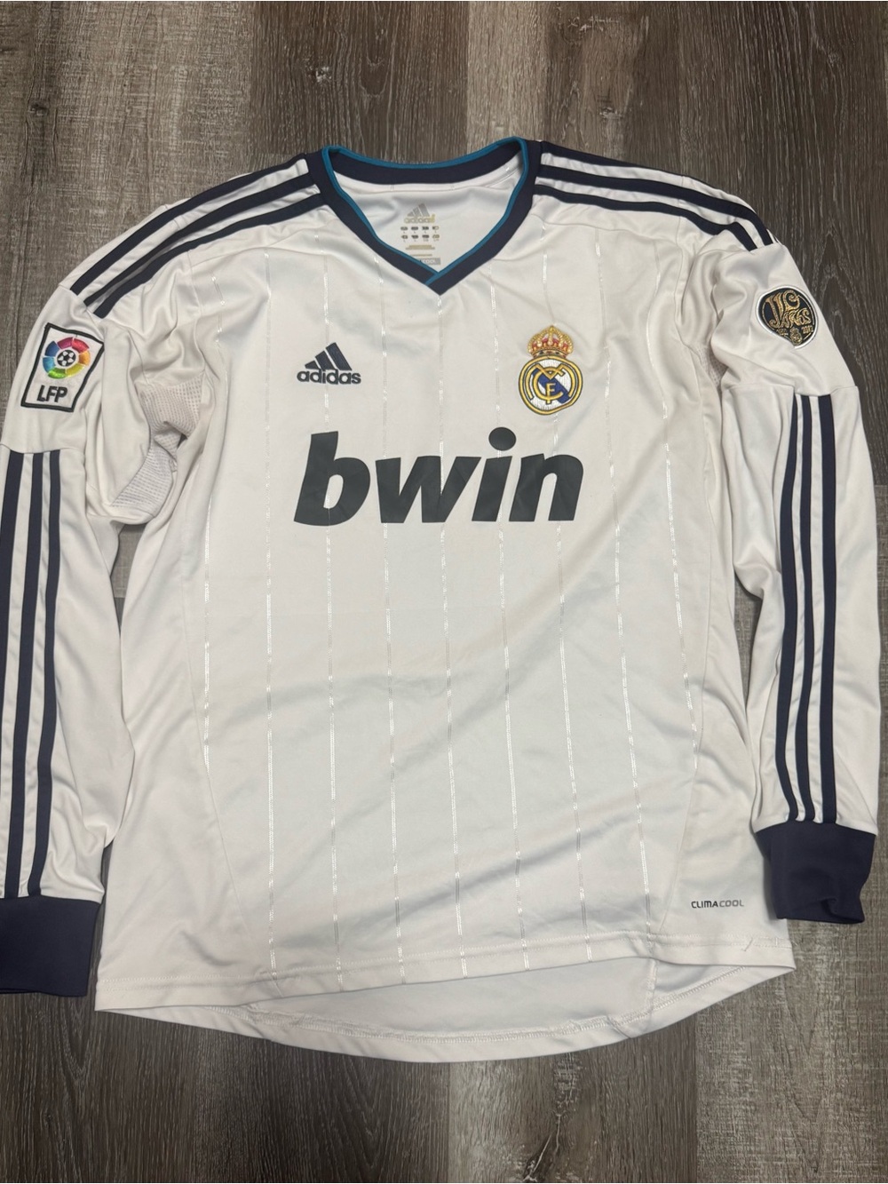 Ronaldo adidas White & Navy Long-Sleeve Real Madrid Football Jersey